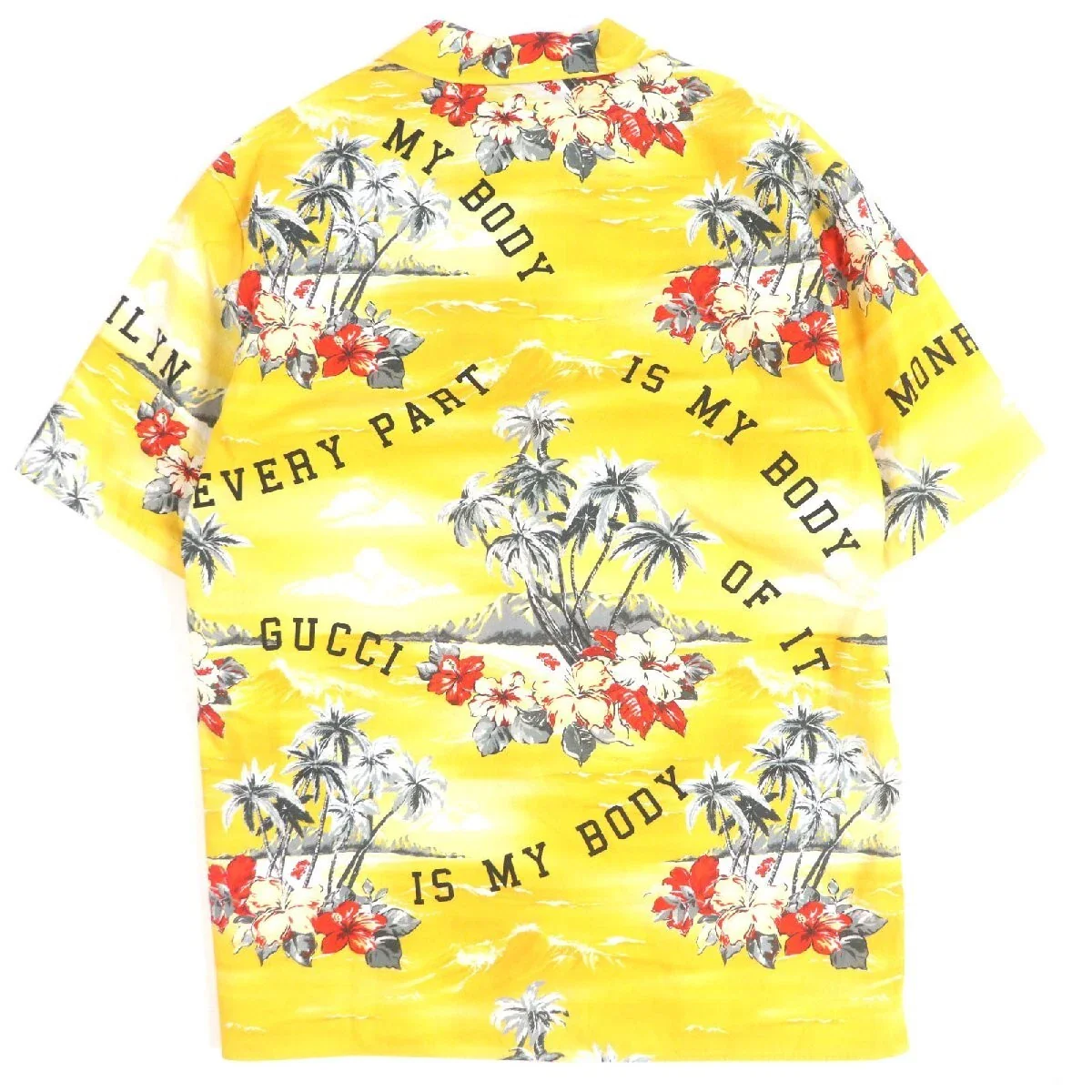Gucci 2022AW Cotton Hibiscus Short Sleeve Bowling Shirt Yellow - Image 2