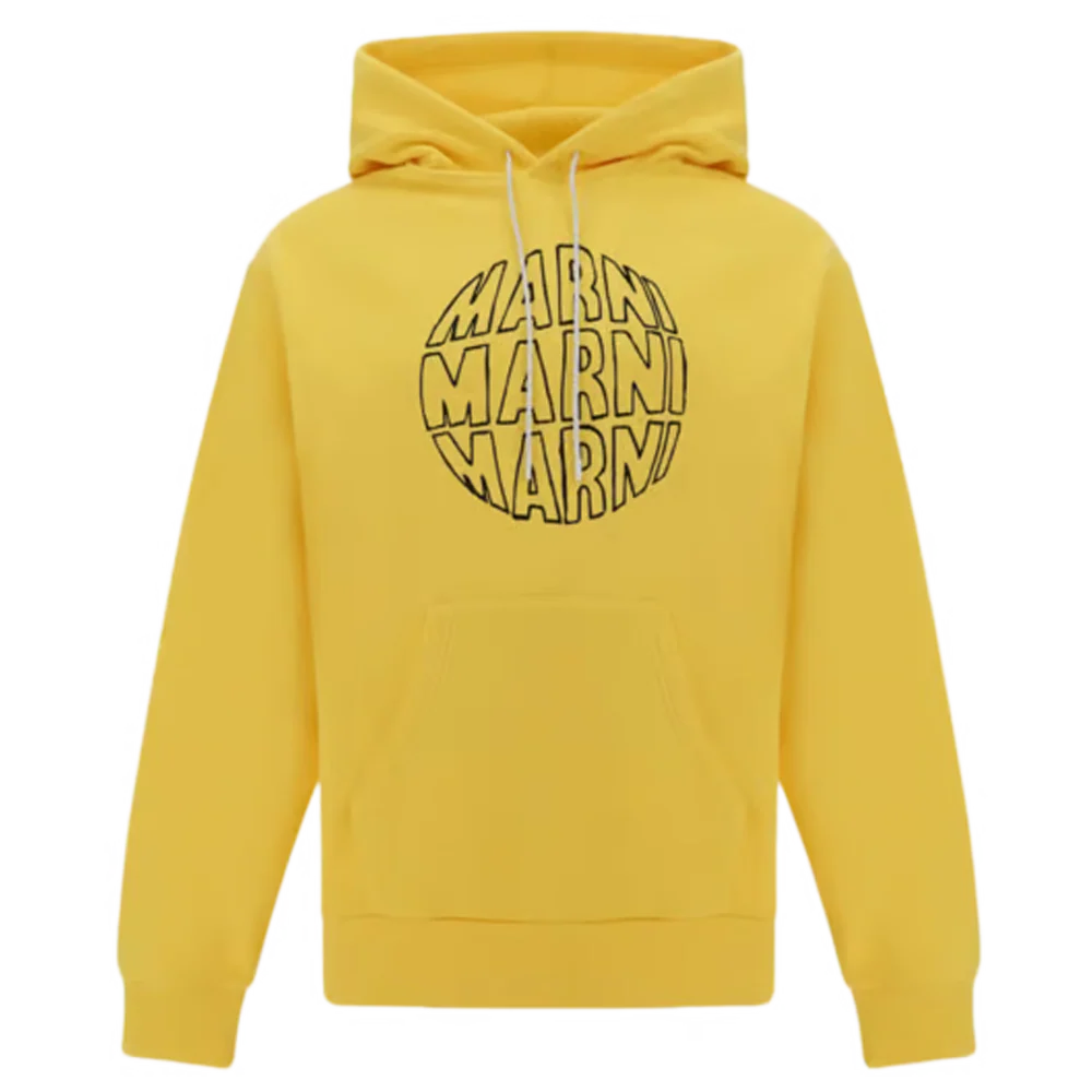 Marni Circular Logo Organic Cotton Hoodie Yellow