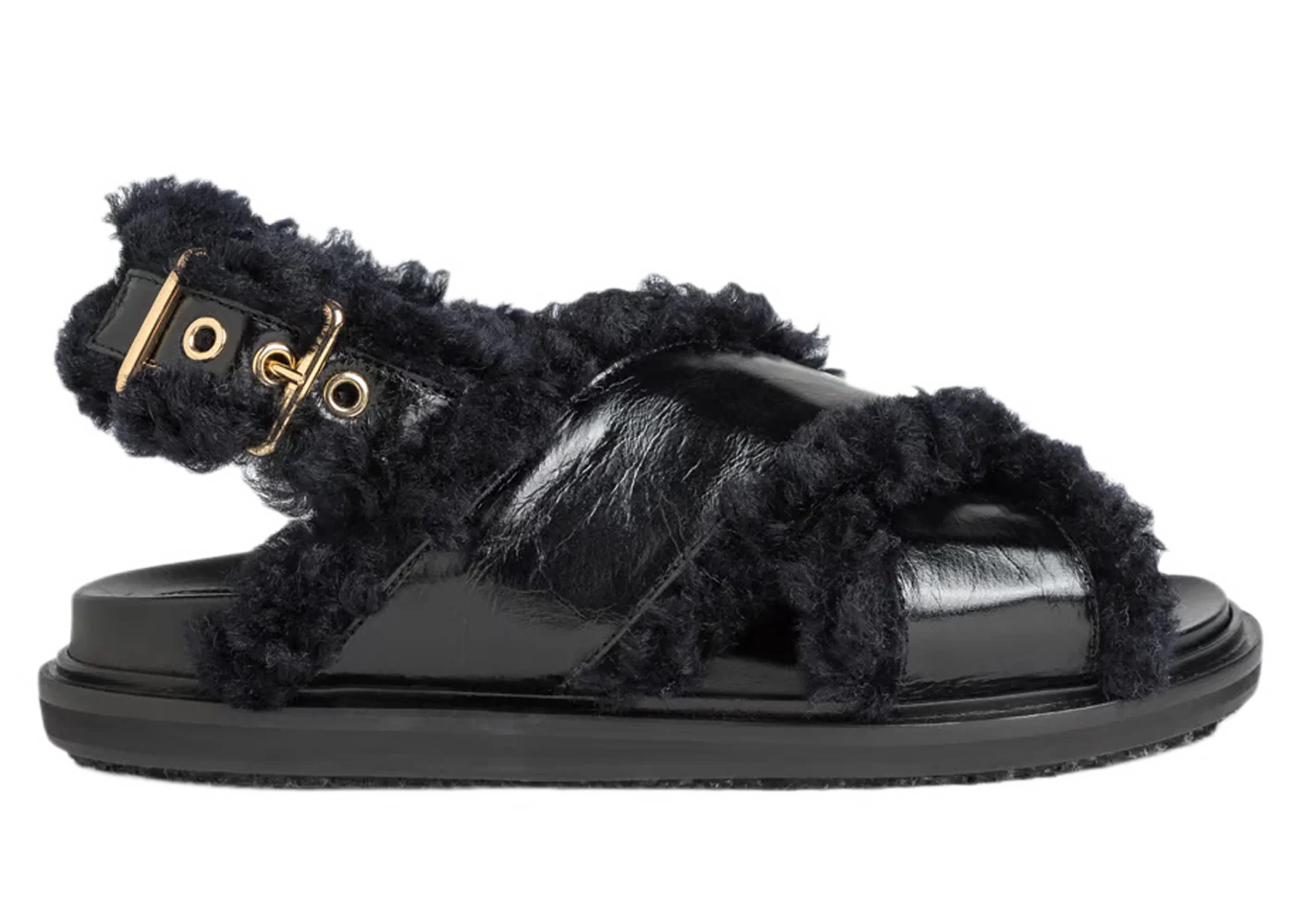 Marni Fur FB Criscross Sandal Black