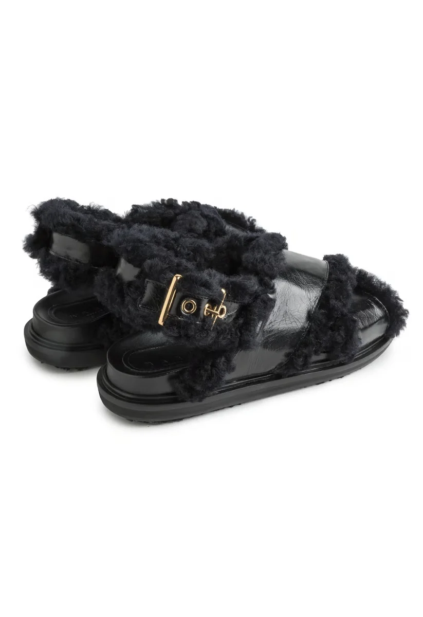 Marni Fur FB Criscross Sandal Black - Image 3