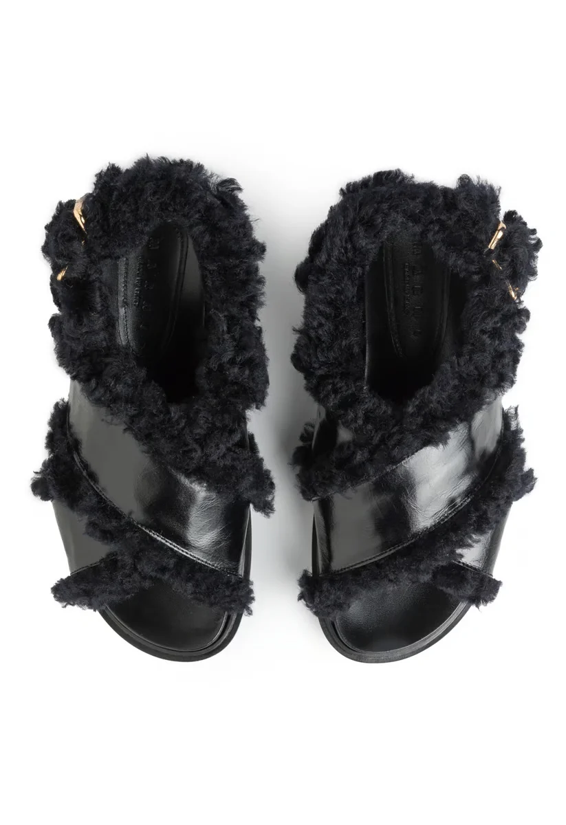 Marni Fur FB Criscross Sandal Black - Image 4