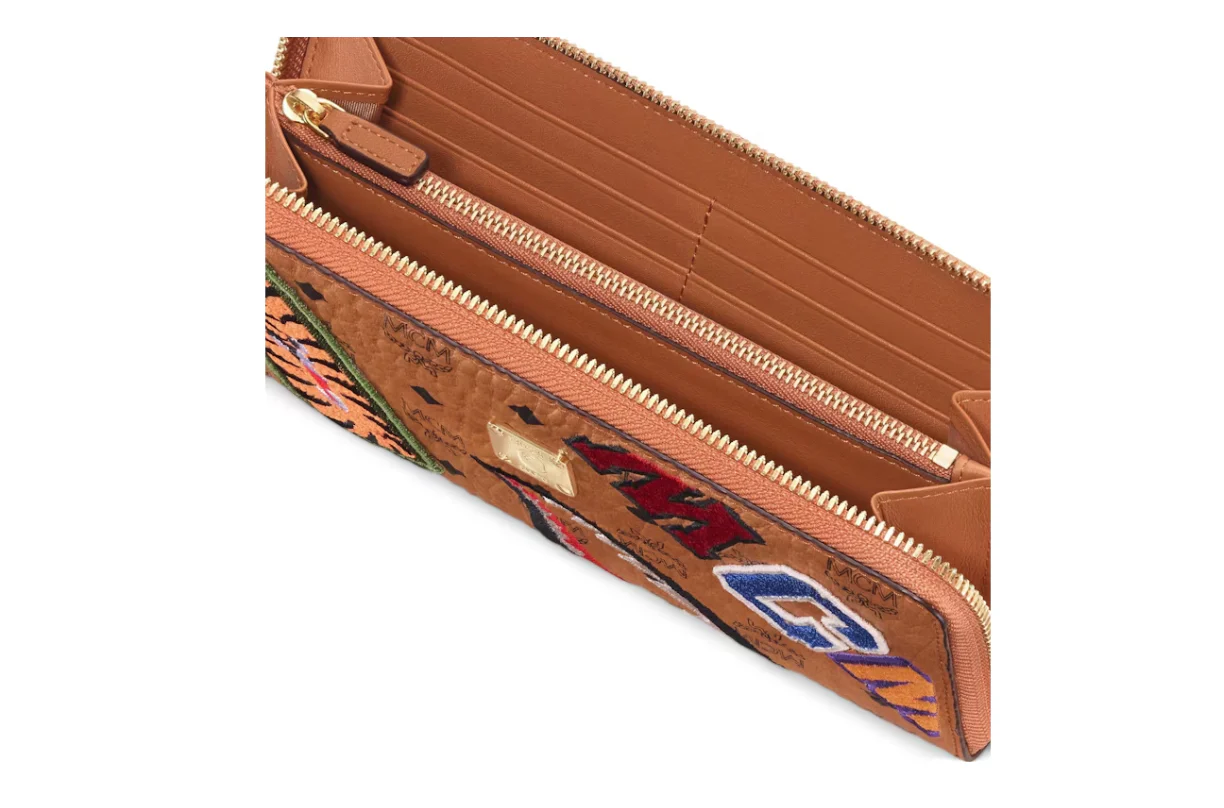 MCM x BAPE Shark Zip Around Wallet Visetos Large Cognac - Image 3