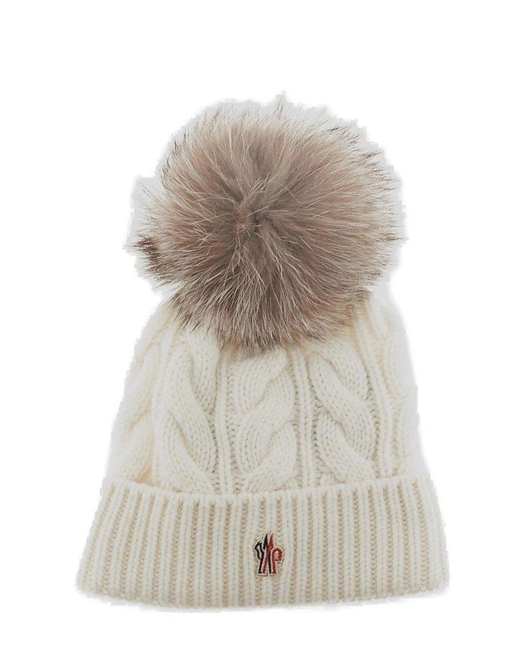 Moncler Beige Aprés Ski Patch Knitted Beanie