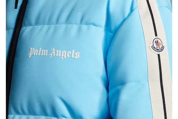 Moncler x Palm Angels Rodman Short Down Jacket Light Blue White - Image 2