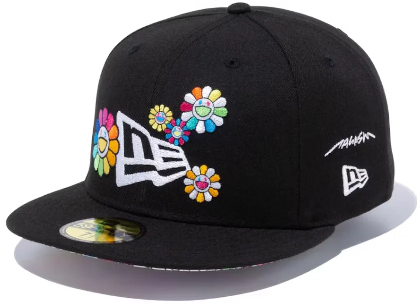 New Era x Takashi Murakami Flower Flag 59Fifty Fitted Hat Black Rainbow
