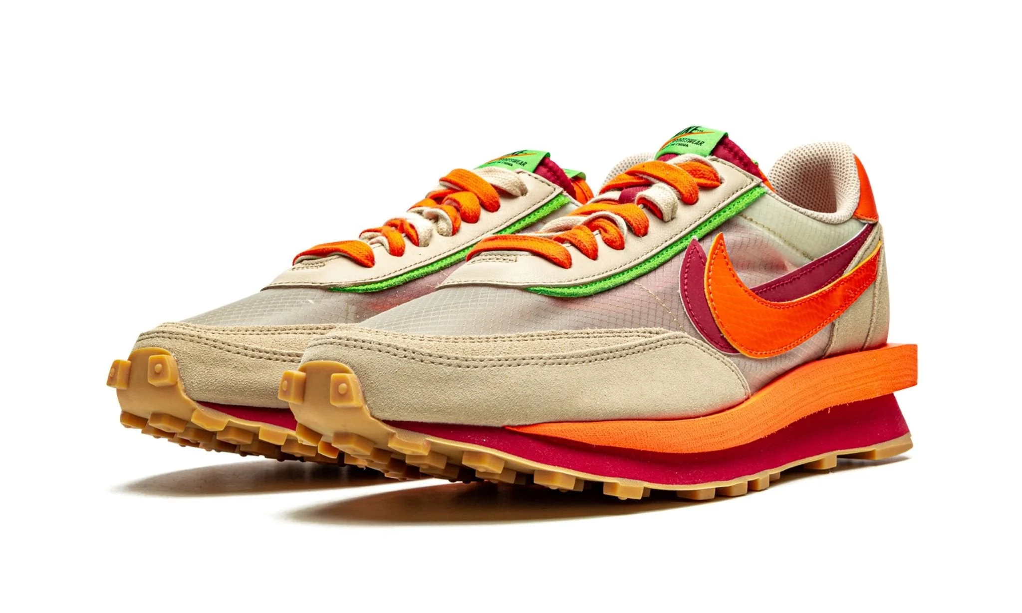 Nike LD Waffle sacai CLOT Kiss of Death Net Orange Blaze - Image 2