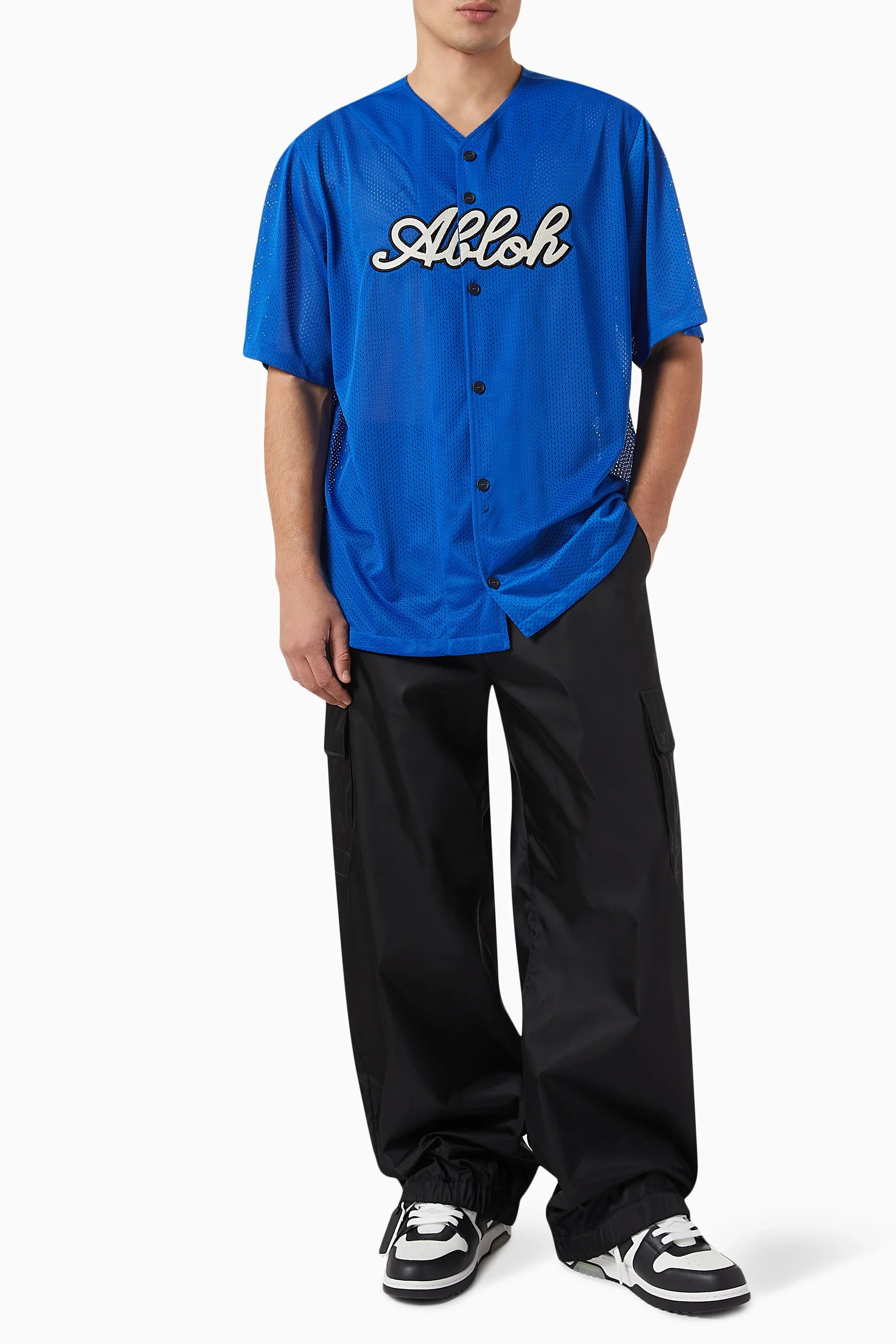 Off-White Baseball Mesh S/S Shirt Nautical Blue - Image 4