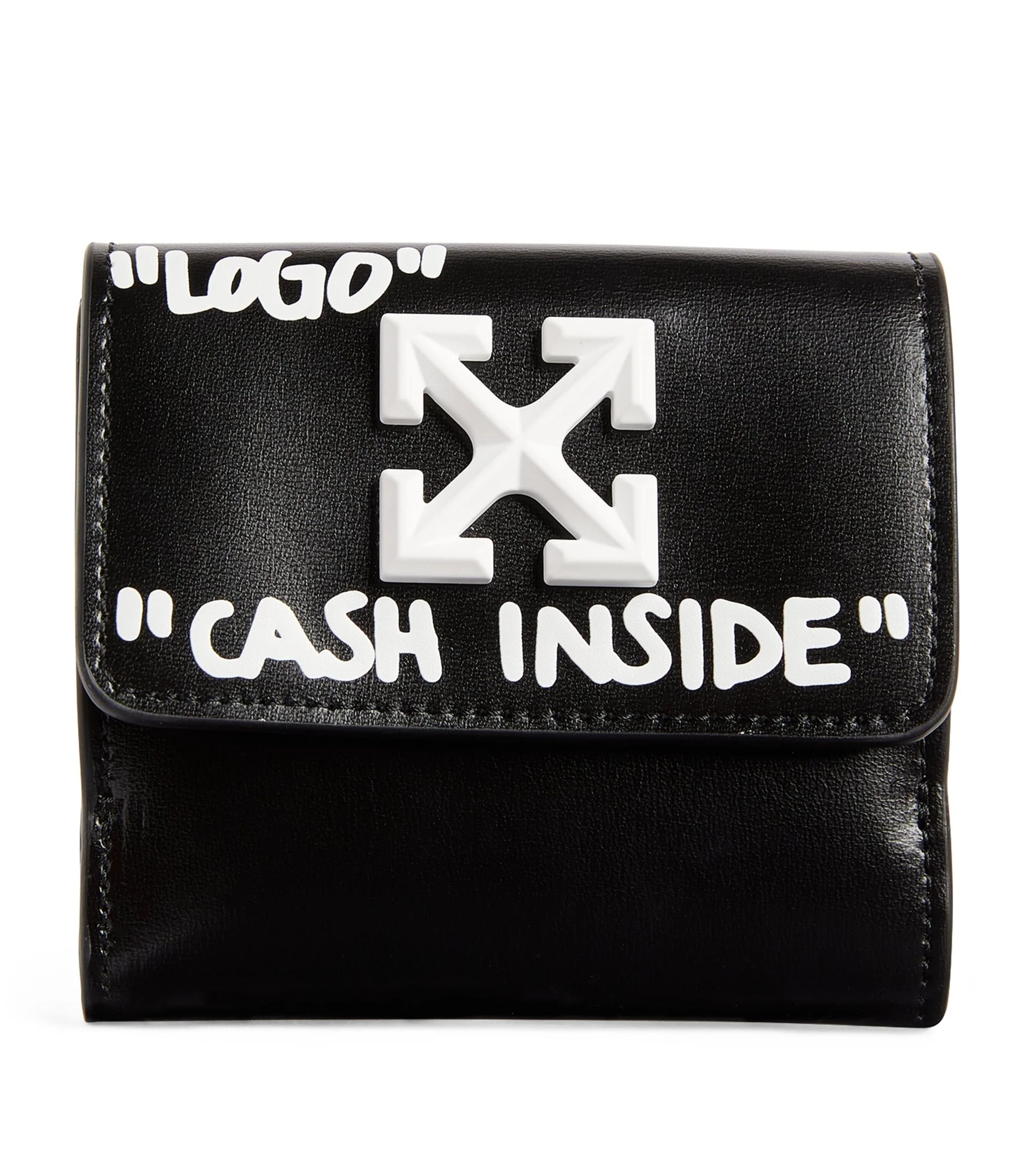 Off-White Black Leather Jitney Quote Wallet
