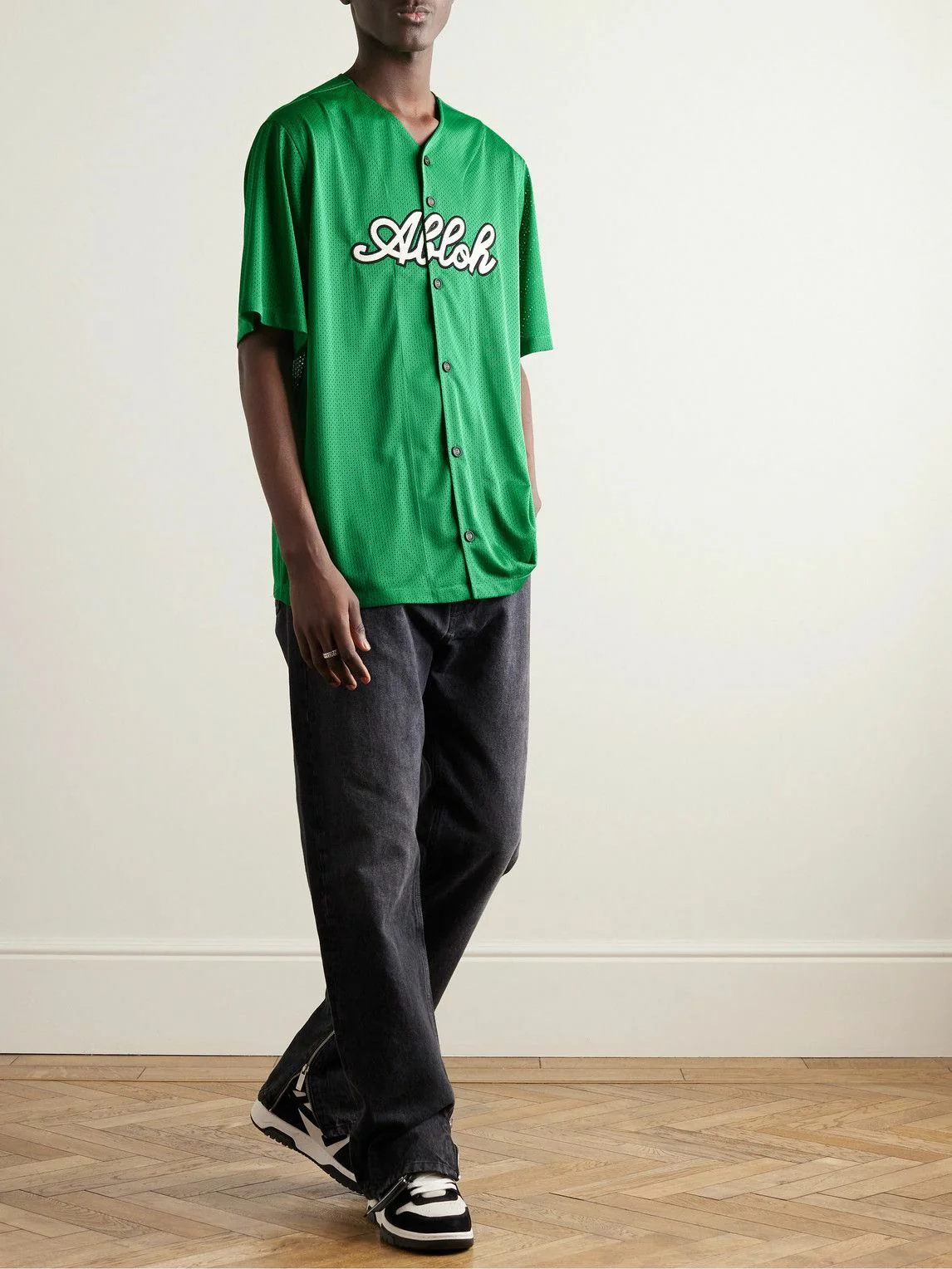 Off-White Baseball Mesh S/S Tee Green Whisper - Image 2