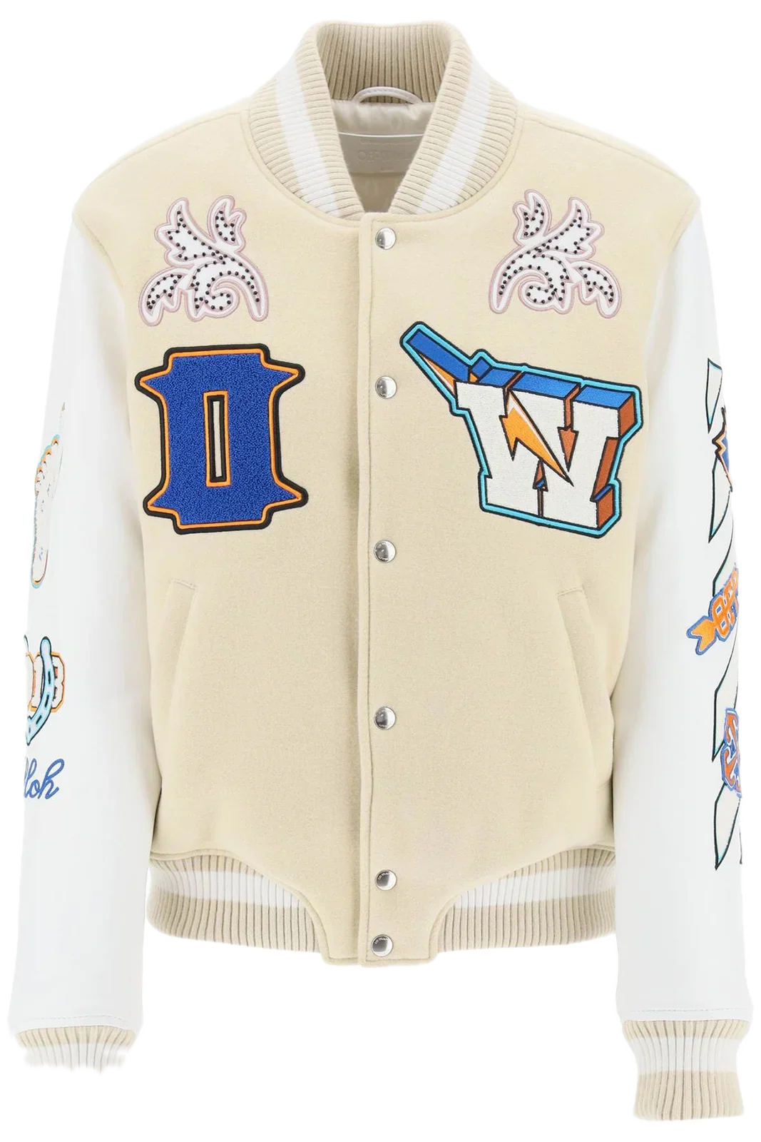 Off-White Tunderbolt Buttoned Long-Sleeved Bomber Jacket
