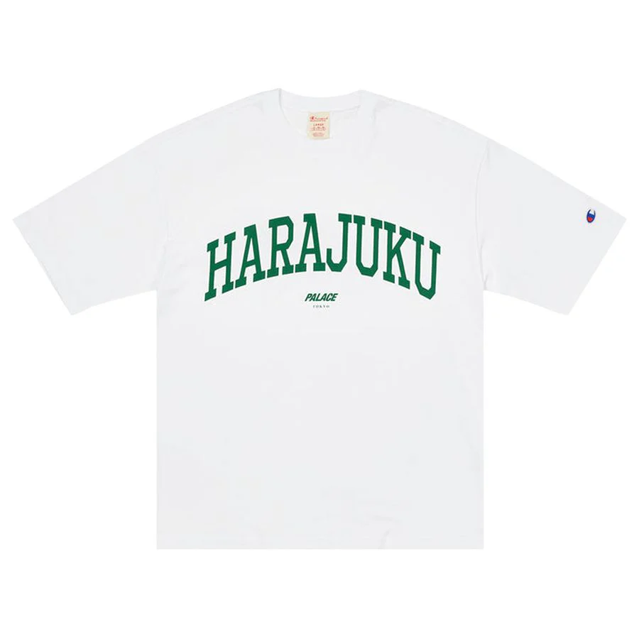 Palace x Champion Shop T-Shirt Tokyo Harajuku White/Green