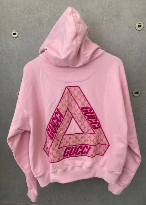 Palace x Gucci Tri-Ferg GG Patch Hoodie Parfait Pink - Image 2