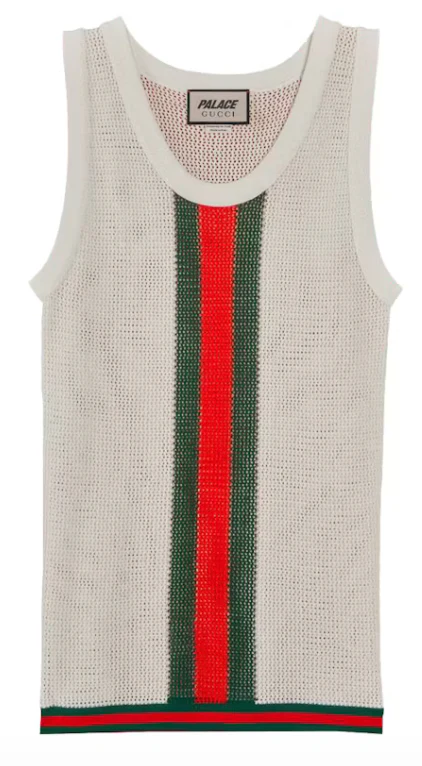 Palace x Gucci Web Details Knit Tank Top Ivory