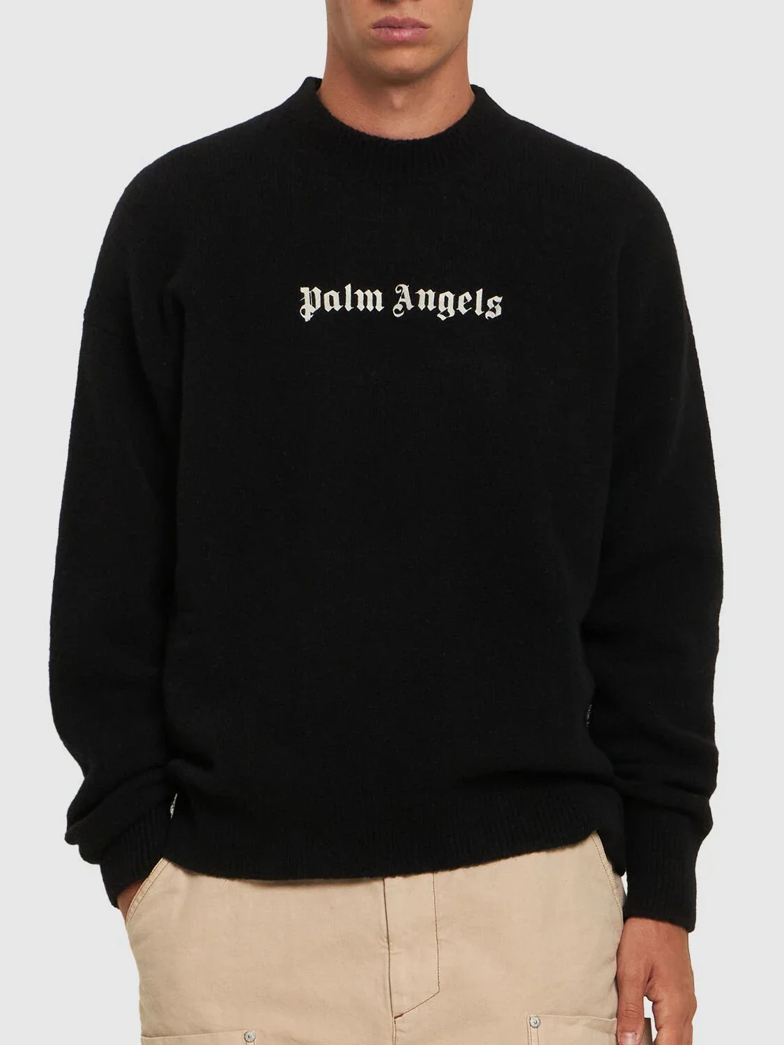 Palm Angels Knit Classic Logo Sweater Black White - Image 2