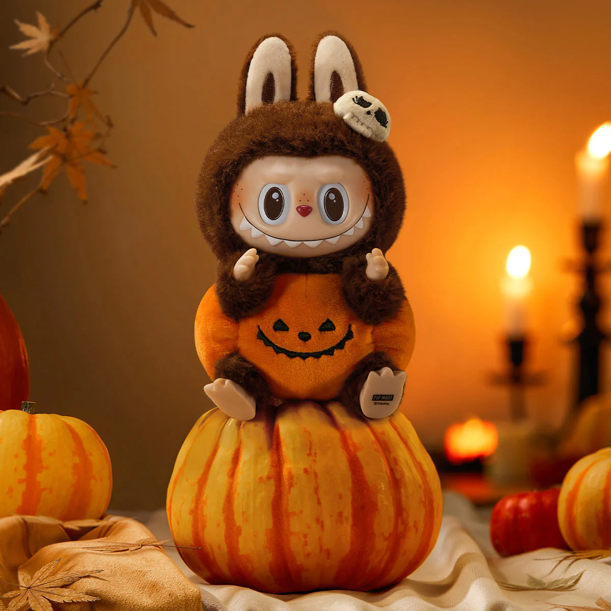 Pop Mart Labubu Happy Halloween Party Series-Sitting Pumpkin Vinyl Plush Pendant - Image 3