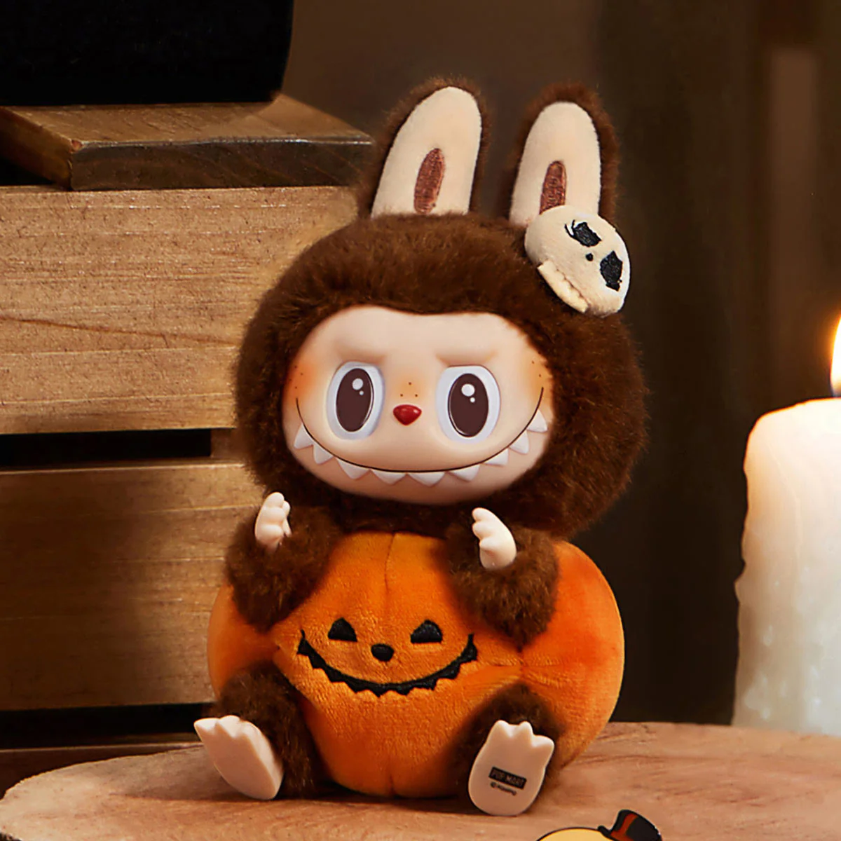 Pop Mart Labubu Happy Halloween Party Series-Sitting Pumpkin Vinyl Plush Pendant - Image 4