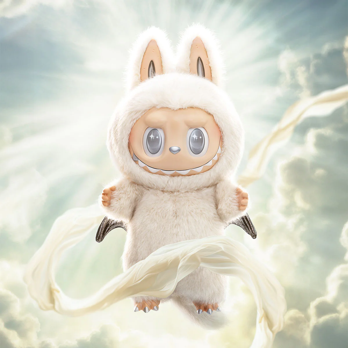Pop Mart The Monsters Labubu Zimomo Angel in Clouds Figure + Tote Bag - Image 6