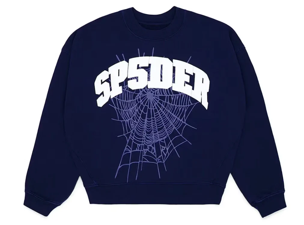 Sp5der Varsity Web Crewneck Navy - Image 2