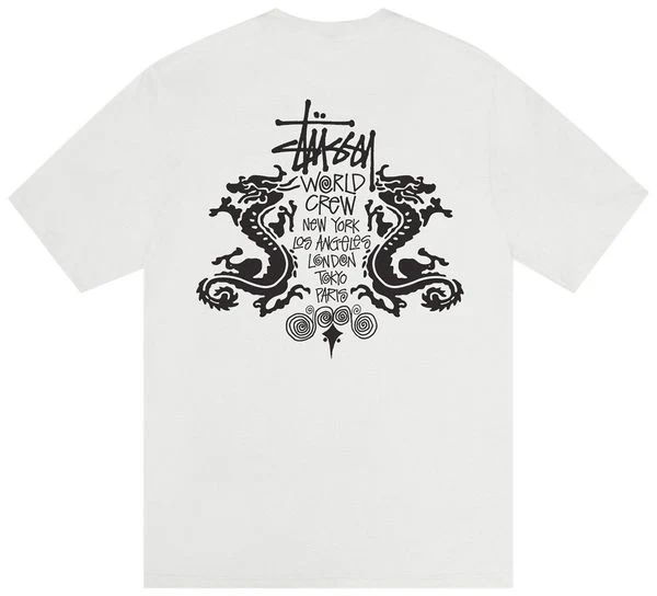 Stussy Double Dragon T-Shirt Pigment Dyed Natural - Image 2