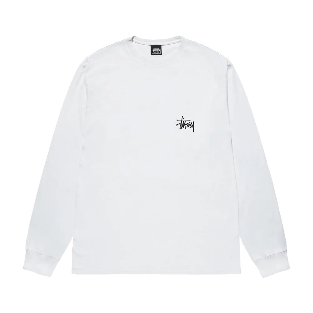 Stussy Long Sleeve Basic Tee White - Image 2