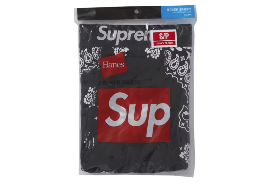 Supreme Hanes Bandana Boxer Briefs (2 Pack) Black - Image 2