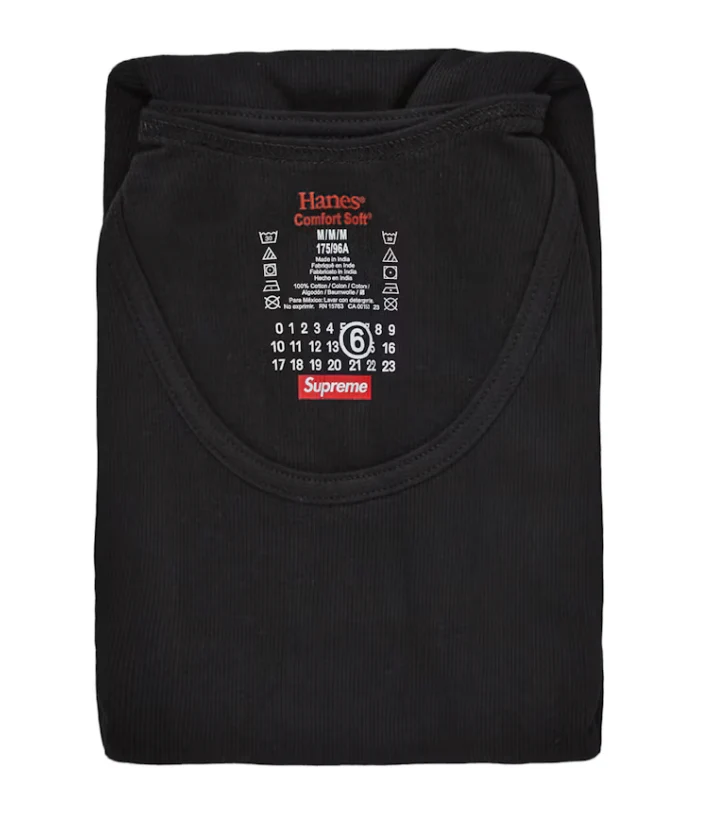 Supreme MM6 Maison Margiela Hanes Tagless Tank Top (2 Pack) Black - Image 3