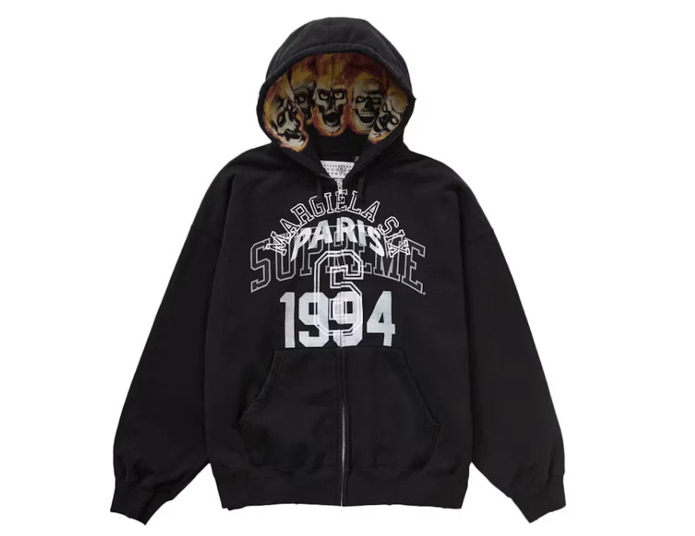 Supreme MM6 Maison Margiela Zip Up Hooded Sweatshirt Black