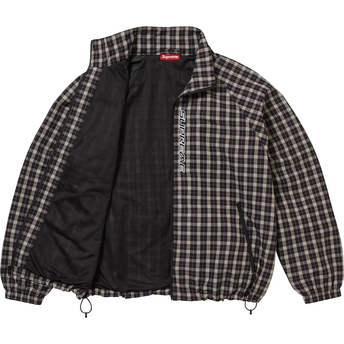 Supreme Plaid Track Jacket Black - Image 2