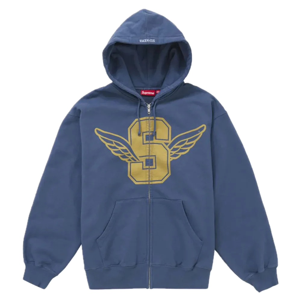 Supreme Wings Zip Up Hooded Sweatshirt Dark Blue