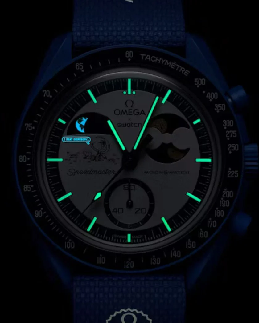 Swatch x Omega Bioceramic Moonswatch Mission To Earthphase Snoopy Gold (Beaver Moon) - Image 3