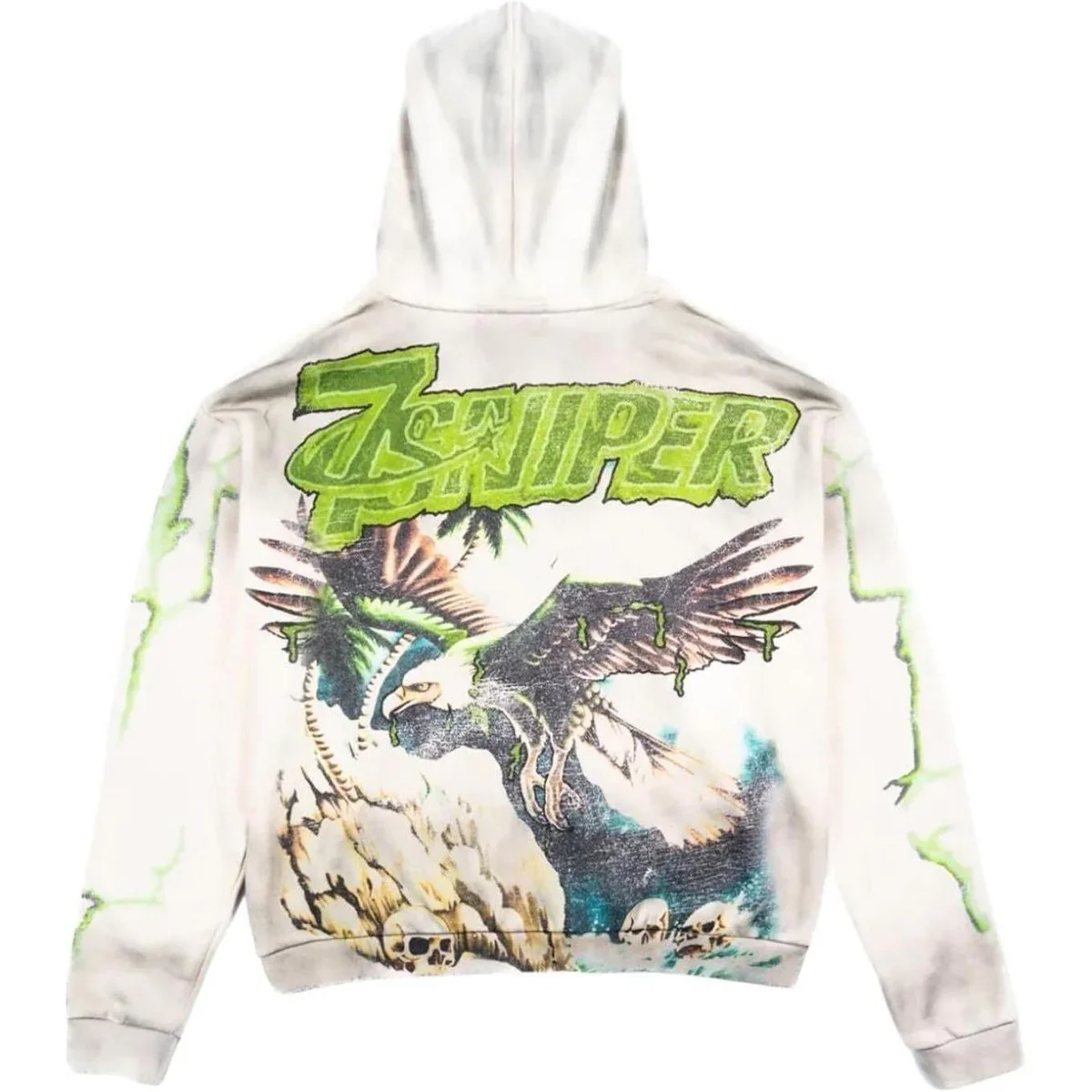 Triple Sevens x Sniper Gang Vulture Zip Up Jacket Cream - Image 2