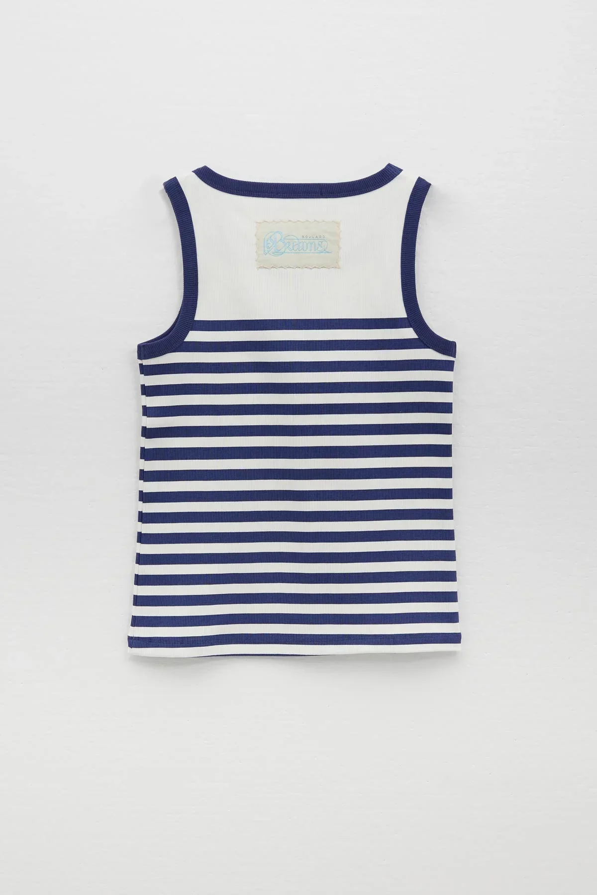 Ugo Boulard "Le Marcel" Ribbed Cotton Tank Top Navy With UB PRINTED FLAG - Image 2