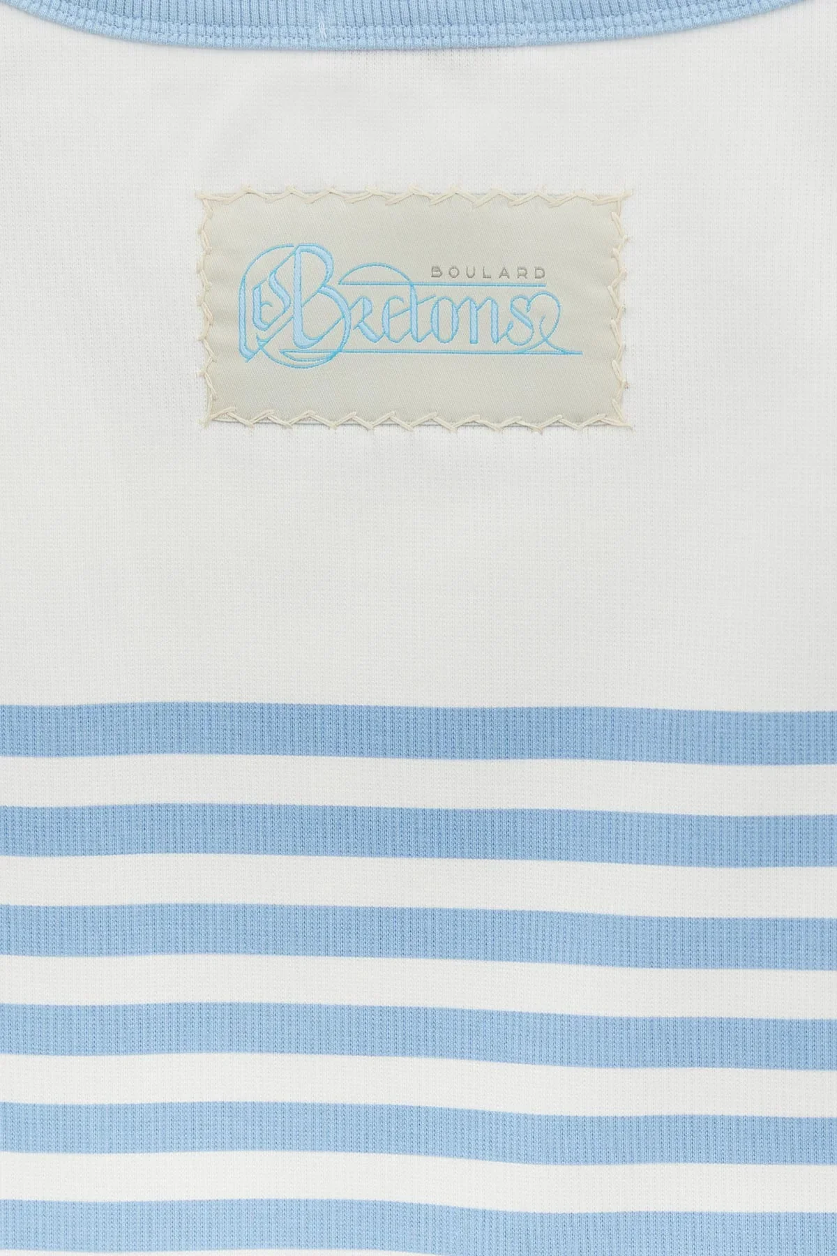 Ugo Boulard "Le Marcel" Ribbed Cotton Tank Top Baby Blue With UB PRINTED FLAG - Image 4