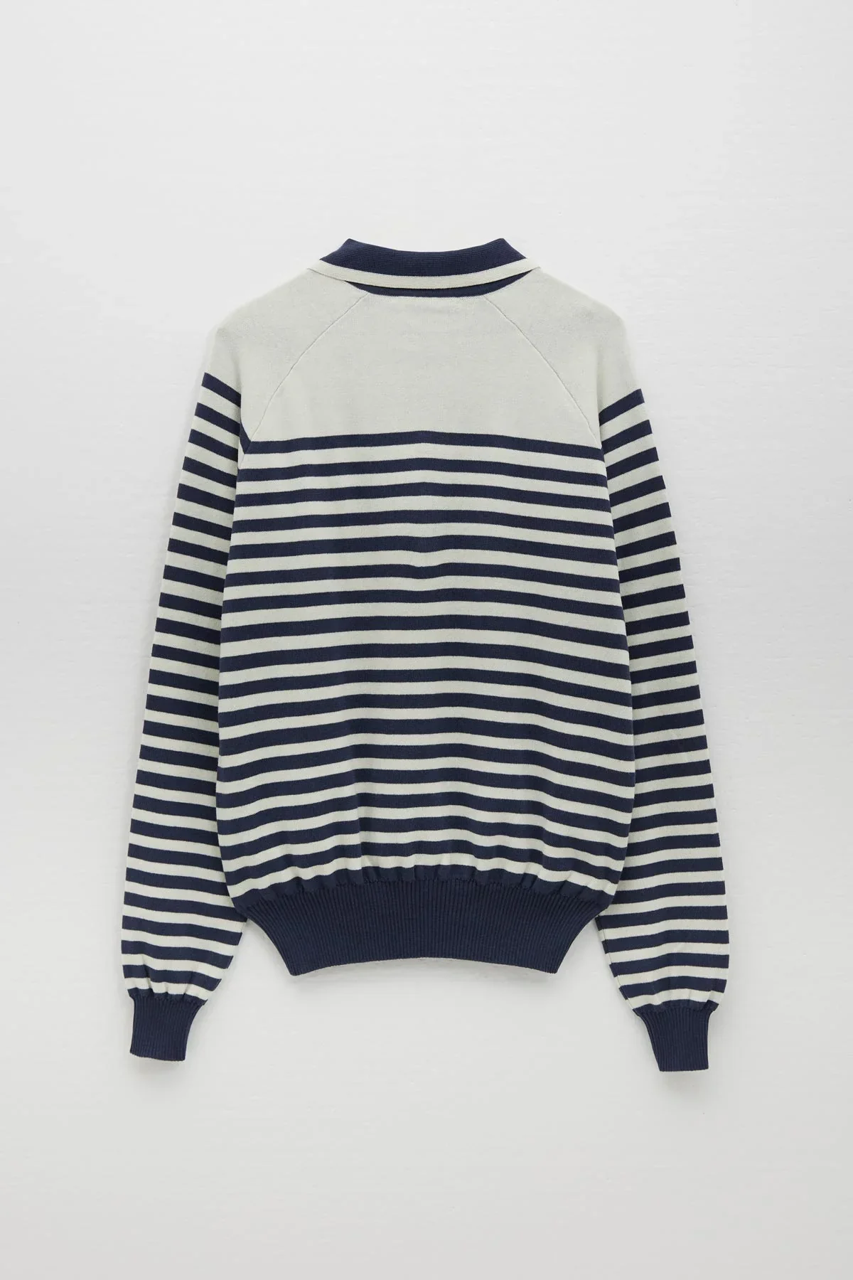 Ugo Boulard Raglan Sleeve Polo Shirt With Tubular Jacquard Navy UB FLAG - Image 2