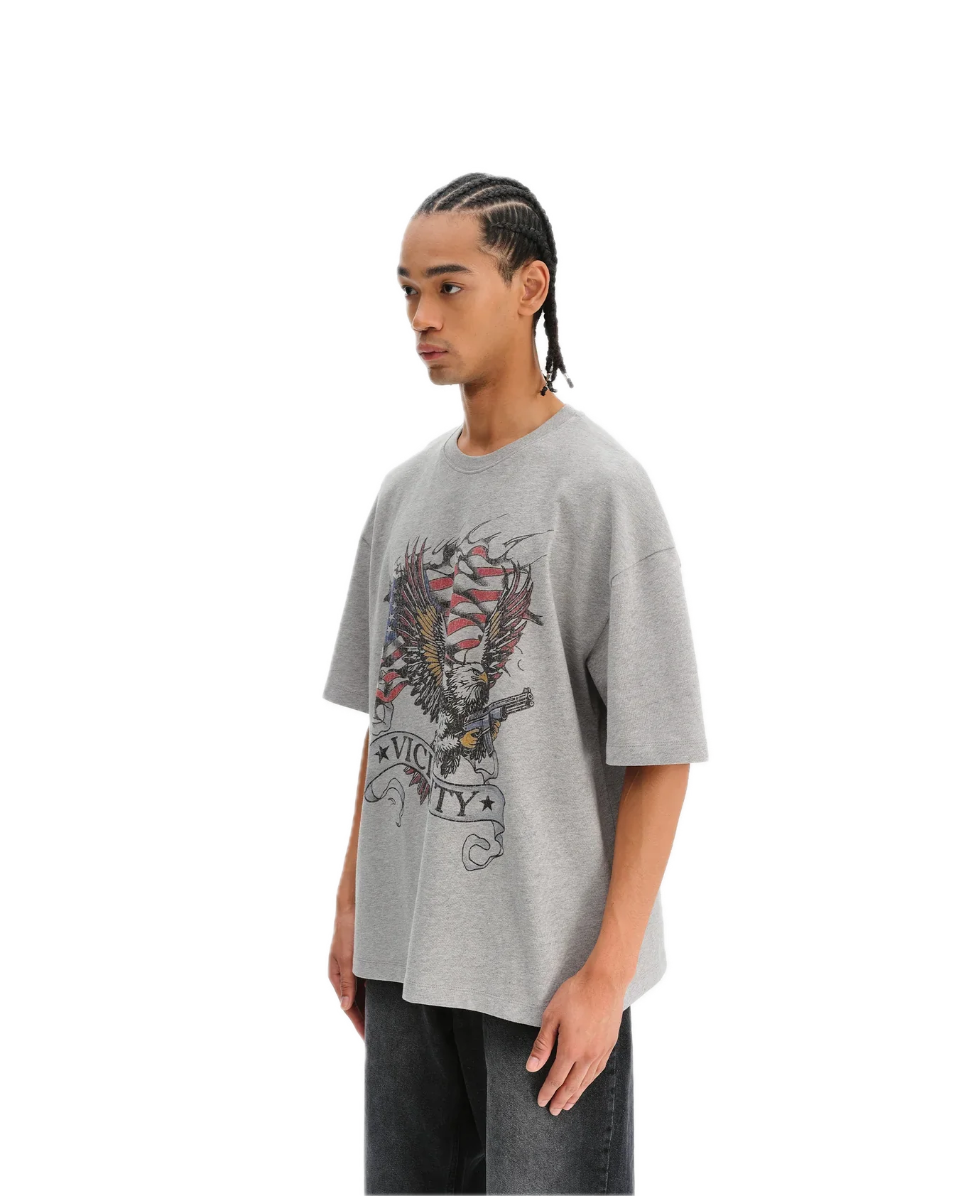 Vicinity Eagle Tattoo Tee Melange Grey - Image 4