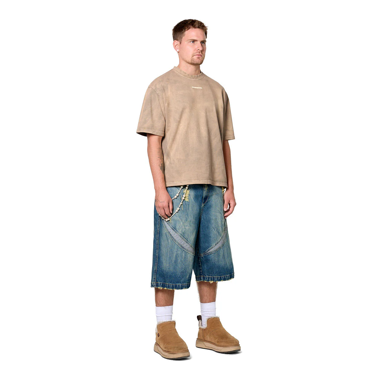 Warburton Faded Reflective Denim Shorts - Image 4