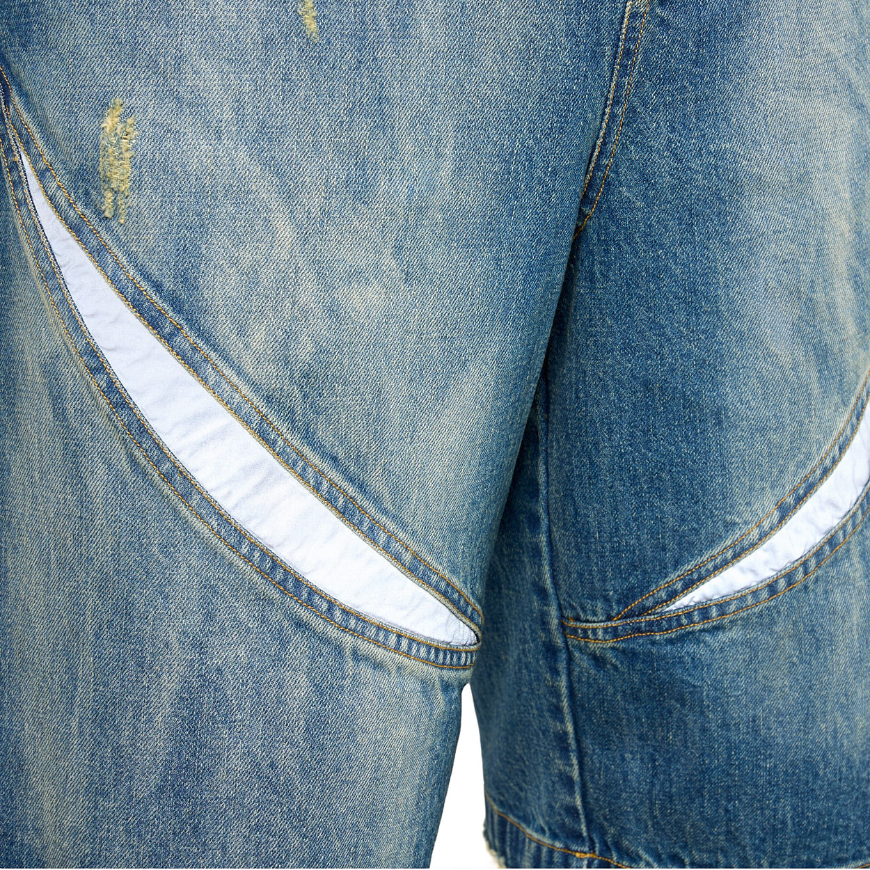 Warburton Faded Reflective Denim Shorts - Image 6